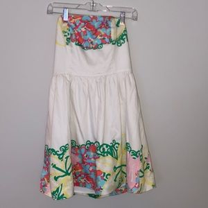 Beautiful strapless lily Pulitzer white dress with flowers and pockets, size 4